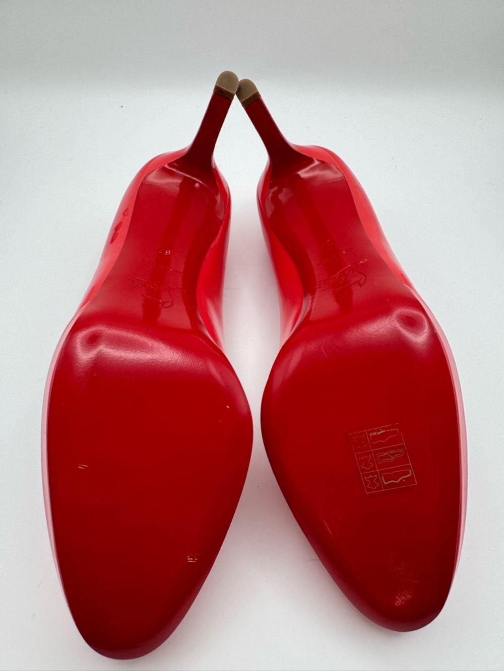 Christian Louboutin Corneille 100 Patent Coral Platform Pump Heels 37 - Picture 8 of 8